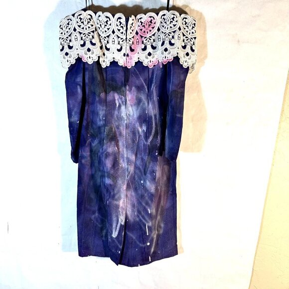 Jessica McClintock "Emily in Paris" Purple Lace Size 5  Gothic Prom Dress drip - Picture 6 of 7